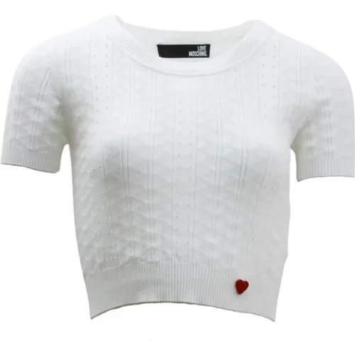 Short Sleeve Cotton Jersey with Red Heart Insert , female, Sizes: XS - Love Moschino - Modalova