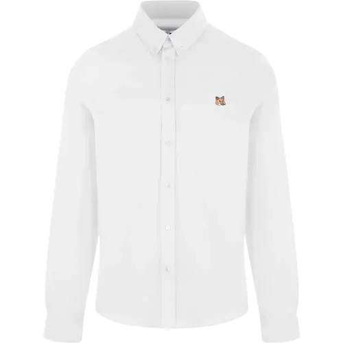 Oxford Shirt with Mini Fox Head Patch , male, Sizes: 2XL, S, M, L, XL - Maison Kitsuné - Modalova