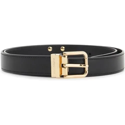 Metal Logo Leather Belt with Buckle , female, Sizes: 90 CM, 85 CM - Dolce & Gabbana - Modalova