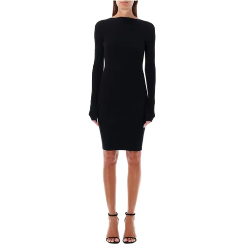 Schwarzes Bodycon-Kleid mit Rippenstrick - Rick Owens - Modalova