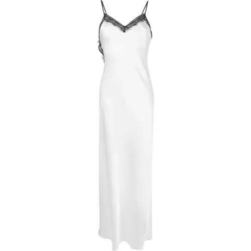 Weiße SatinKleid mit Spitzenbesatz , Damen, Größe: S - alberta ferretti - Modalova
