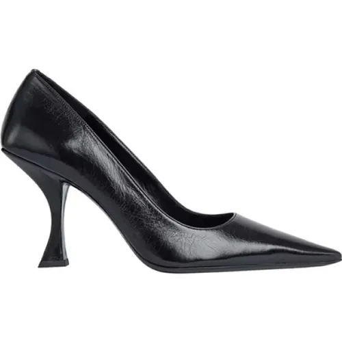 Schwarze Leder Skulptierter Absatz Pumps , Damen, Größe: 39 EU - By FAR - Modalova