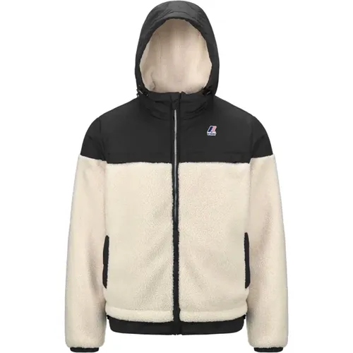 Winddichte Sherpa-Jacke mit Nylon-Applikationen , Herren, Größe: M - K-way - Modalova