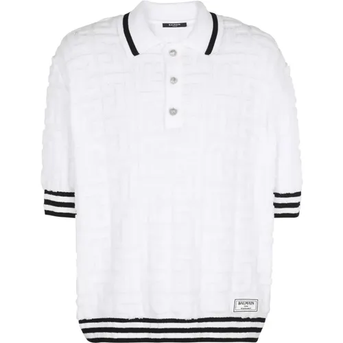 Poloshirt aus Baumwolle mit Monogramm - Balmain - Modalova