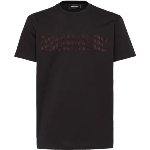 Kristallverziertes Crew Neck T-Shirt , Herren, Größe: 3XL - Dsquared2 - Modalova