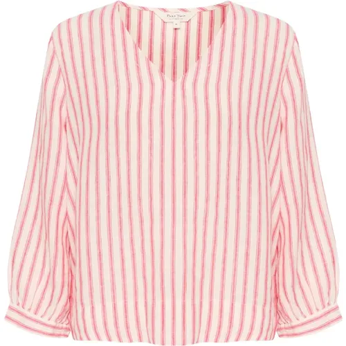 Striped Linen Blouse ¾ Sleeves , female, Sizes: 2XS, 3XL - Part Two - Modalova
