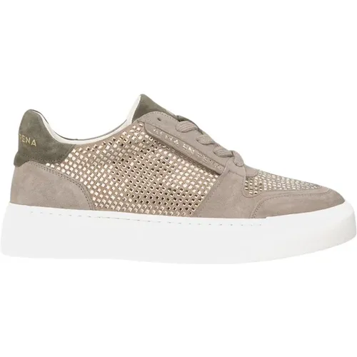 Leather Sneakers with Shiny Details , female, Sizes: 3 UK, 9 UK, 6 UK, 8 UK, 5 UK, 4 UK, 7 UK - Alma en Pena - Modalova