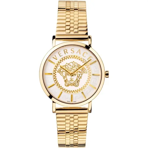 Essential Gold Stainless Steel Watch , female, Sizes: ONE SIZE - Versace - Modalova