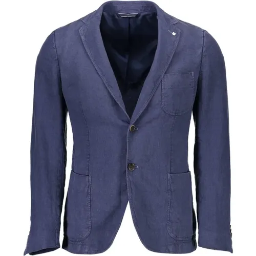 Classic Linen Jacket with Buttons and Multiple Pockets , male, Sizes: S - Gant - Modalova