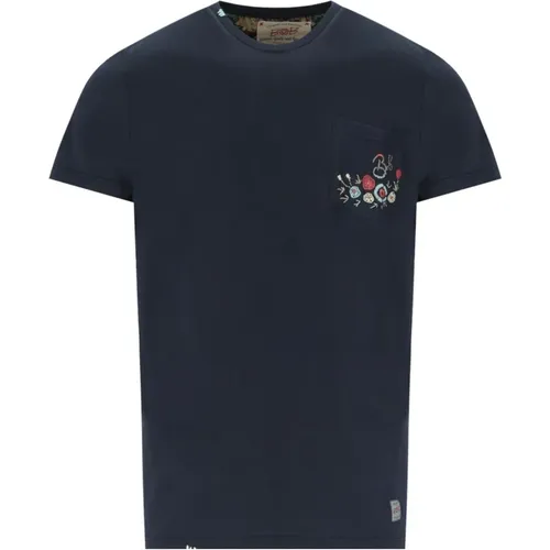 Marineblau Besticktes Taschen T-Shirt - BOB - Modalova