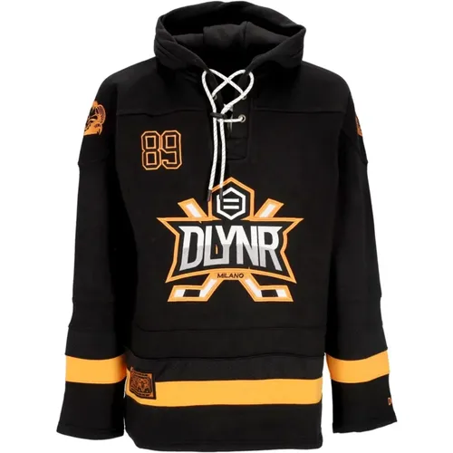 Hockey Style Hoodie Schwarz/Orange , Herren, Größe: L - Dolly Noire - Modalova