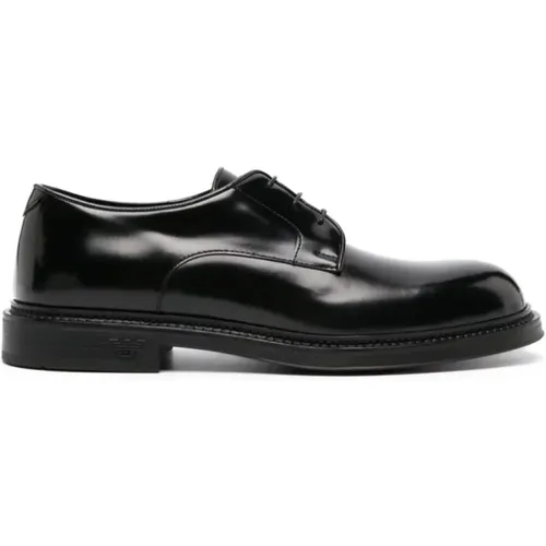 Schwarze Derby Vitelloi Spa Schuhe , Herren, Größe: 42 EU - Emporio Armani - Modalova