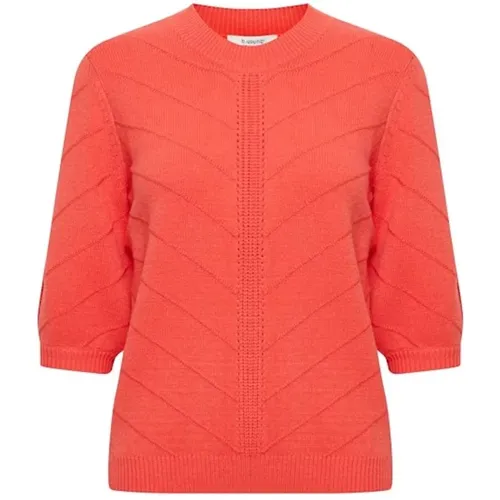 Coral Short Sleeve Sweater , female, Sizes: XL - b.Young - Modalova