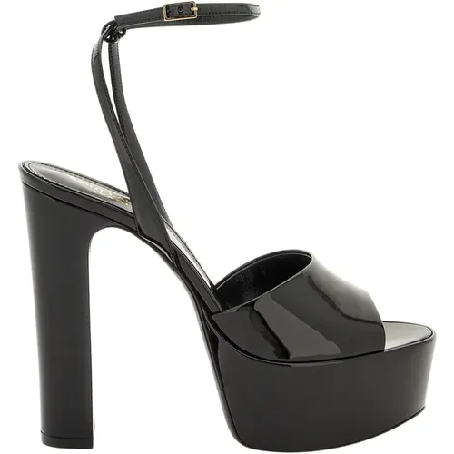Jodie Patent Leather Platform Sandals , female, Sizes: 6 1/2 UK - Saint Laurent - Modalova