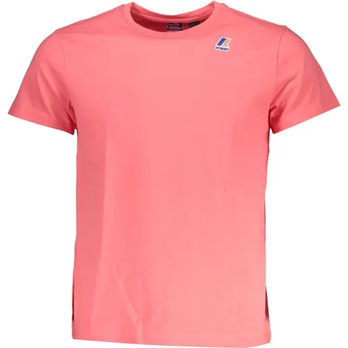 Kurzarm Logo Print T-Shirt Rosa , Herren, Größe: XS - K-way - Modalova