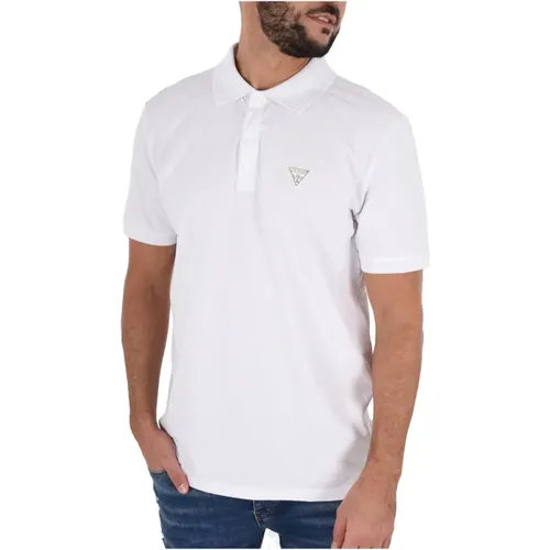 Baumwoll-Poloshirt - Weiß , Herren, Größe: M - Guess - Modalova