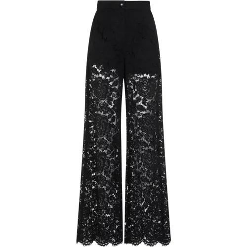 Lace Wide Leg Trousers , female, Sizes: 2XS, XS - Dolce & Gabbana - Modalova