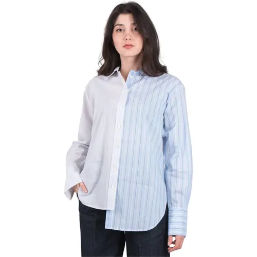 LE Mix Oversized Shirt white Stripe Lwsh2735 - XS , Damen, Größe: XS - Frame - Modalova