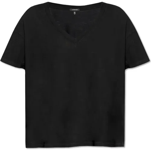 V-Ausschnitt T-Shirt , Damen, Größe: M - R13 - Modalova