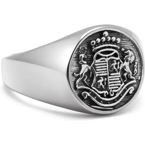 Men's Stainless Steel Crest Ring , Herren, Größe: 64 MM - Nialaya - Modalova