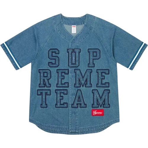 Denim Baseball Jersey Limited Edition , male, Sizes: L, M - Supreme - Modalova