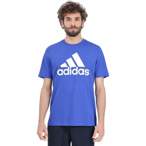 Großes Logo Jersey T-shirt Blau , Herren, Größe: M - Adidas - Modalova