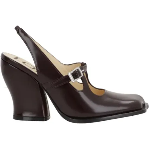 Burgundy Brushed Leather Slingback Heels , female, Sizes: 5 UK, 4 UK, 7 UK, 3 UK - Loewe - Modalova