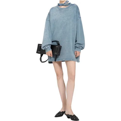 Blauer Acid Wash Triple Kragen Sweatshirt,Sweatshirts - Y/Project - Modalova