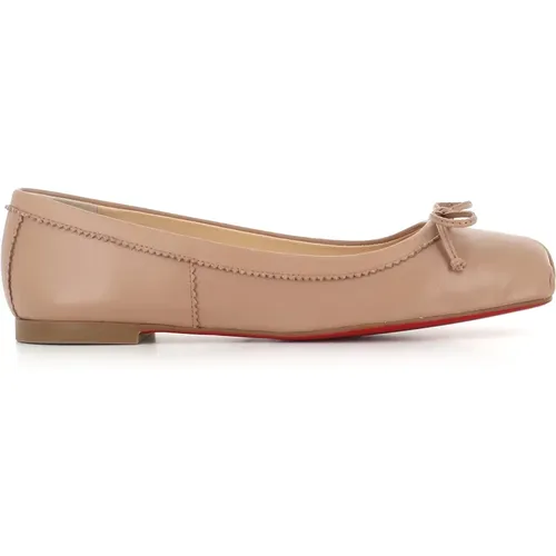 Nude Leather Ballerina Flats , female, Sizes: 6 UK, 4 1/2 UK, 7 UK, 5 1/2 UK - Christian Louboutin - Modalova