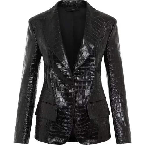 Leather Jacket Croc-Effect , female, Sizes: XS - Tom Ford - Modalova
