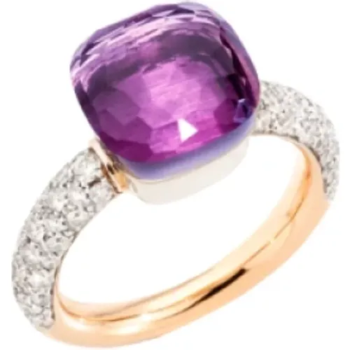 Classic Nude Ring with Amethyst and Diamond , female, Sizes: 55 MM - Pomellato - Modalova