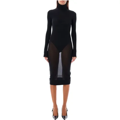 Jersey Tube Midi Dress Aw24 , female, Sizes: M - Saint Laurent - Modalova