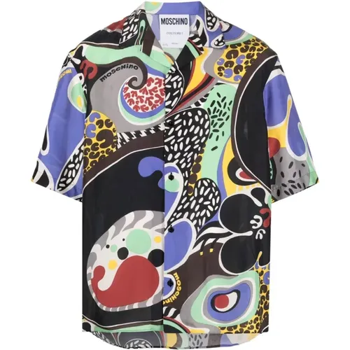 Graphic-Print Cuban Shirt , male, Sizes: XL - Moschino - Modalova