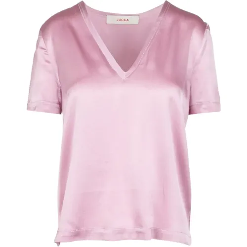 Silk V-Neck T-Shirt , female, Sizes: XS - Jucca - Modalova