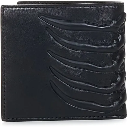 Lambskin Bi-fold Wallet with Embossed Detail , male, Sizes: ONE SIZE - alexander mcqueen - Modalova