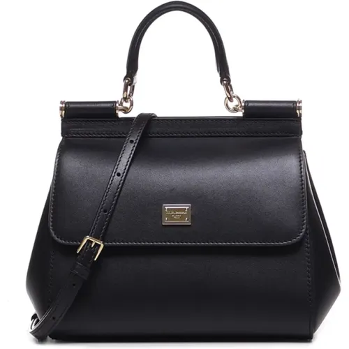 Medium Sicily Bag in Calfskin , female, Sizes: ONE SIZE - Dolce & Gabbana - Modalova