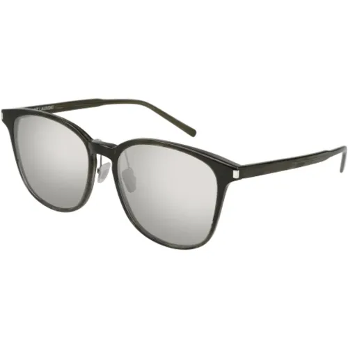 SL 199/K Slim Sonnenbrille - Grau Silber , Herren, Größe: 57 MM - Saint Laurent - Modalova