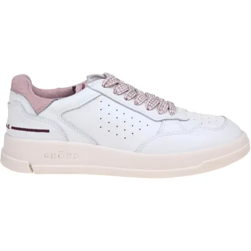 Weiße/Rosa Leder Sneakers , Damen, Größe: 35 EU - Ghoud - Modalova