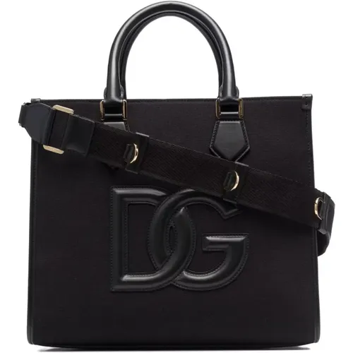 Schwarze Logo-Patch Tote Tasche - Dolce & Gabbana - Modalova
