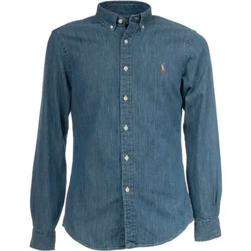 Denim Polo Shirt , Herren, Größe: L - Polo Ralph Lauren - Modalova