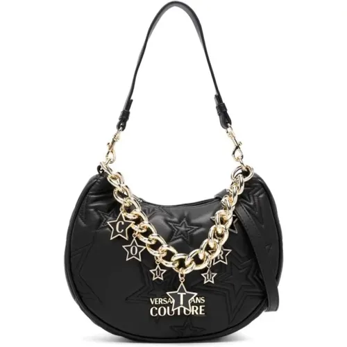 Hobo Bag with Logo Stars and Gold Chain , female, Sizes: ONE SIZE - Versace Jeans Couture - Modalova