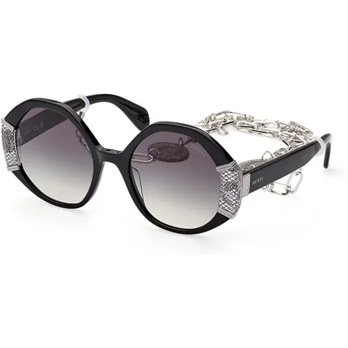 Stylische Sonnenbrille Schwarz mit Grauer Linse,Burgunder Glanz Verlauf Sonnenbrille,Stylische Sonnenbrille mit verspiegelten braunen Gläsern - Guess - Modalova