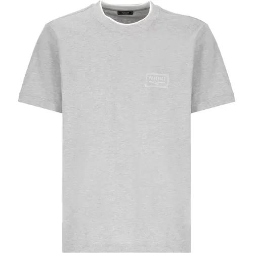 Graues Baumwoll-T-Shirt mit Logo , Herren, Größe: L - PESERICO - Modalova