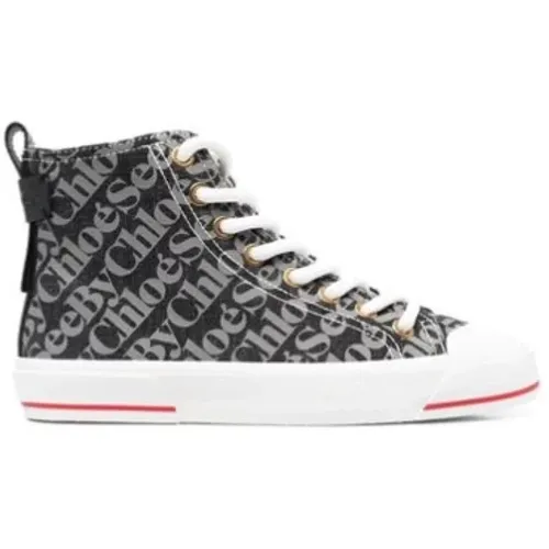 Geprägte Logo Hi Top Sneakers , Damen, Größe: 38 EU - See by Chloé - Modalova