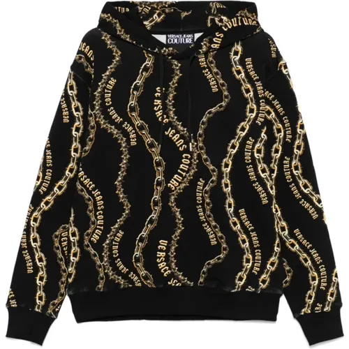 Chain Couture Pullover Schwarz , Herren, Größe: L - Versace Jeans Couture - Modalova