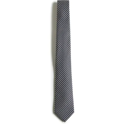 Elegant Black Ties with White/Blue , male, Sizes: ONE SIZE - Giorgio Armani - Modalova