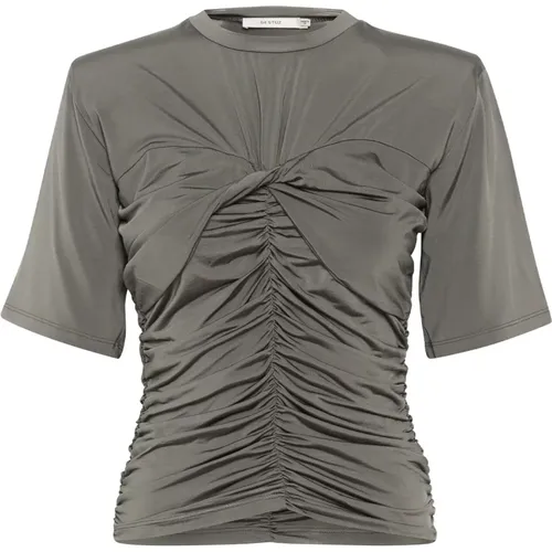 Gunmetal Grey Drapierte Bluse , Damen, Größe: XL - Gestuz - Modalova