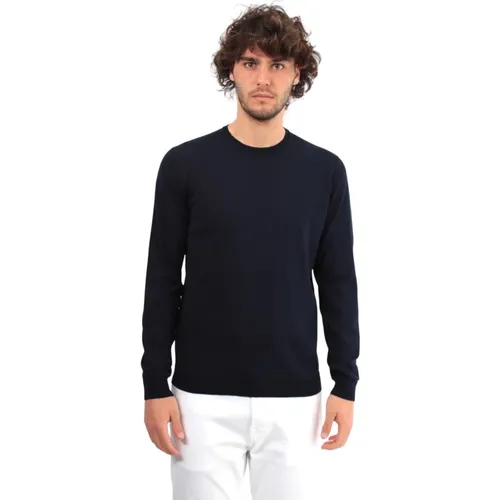 Blauer Rundhalsausschnitt Pullover , Herren, Größe: L - Roberto Collina - Modalova