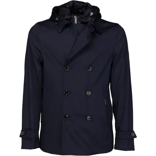 Elegant Double-Breasted Hooded Jacket , male, Sizes: L, S, 3XL - Moorer - Modalova