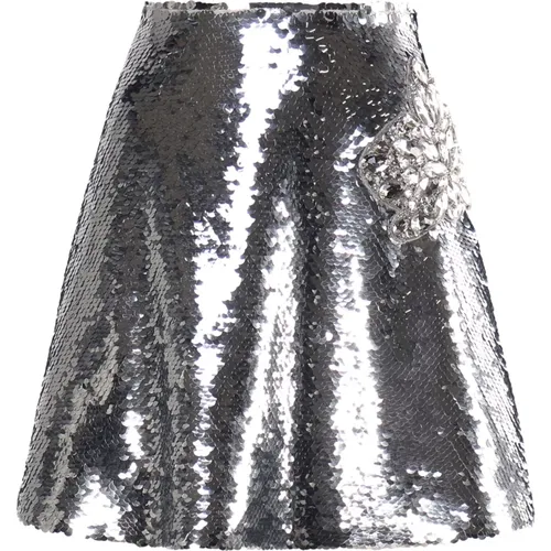 Silver Skirt Gonne , female, Sizes: S - Genny - Modalova